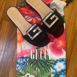 Gucci Black Mules with Silver Accents